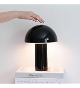 Brightech Celia Small Lamp – 10" Touch-Controlled Mushroom Table Lamp, Cordless & Dimmable LED, P...