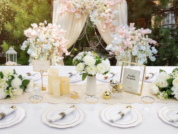 White and gold Plastic Plates