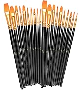 BOSOBO Paint Brushes Set, 2 Pack 20 Pcs Round Pointed Tip Nylon Hair Artist Acrylic Paint Brushes...