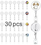 30 Pcs sublimation badge reels Blank,diy badge reel kit sublimation id badge blanks retractable b...
