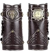 Avaner Men's Steampunk Leather Wristwatch: 2 Pack Vintage Leather Bracers Watch Arm Armor Cuff fo...