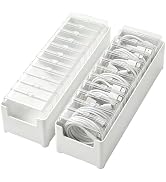 Dinceer Clear Cable Organizer Storage Box, 2 Pcs 11 Box Desktop Cable Management with Switch, Pow...