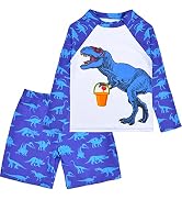 Boys Two Piece Rash Guard Swimsuits Sets Kids Long Sleeve Sunsuit Swimwear Sets