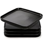 ZENFUN 4 Pack Square Dinner Plates, 10 Inch Matte Porcelain Steak Plates Large Classic Serving Di...