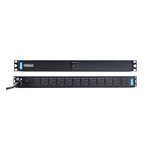 13-Outlet Rackmount PDU, 1U Server Power Strip with 1x Front and 12x Rear Ports
