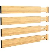 BAMEOS Drawer Dividers Bamboo Separators Organization Expandable Organizers for Kitchen Bedroom B...