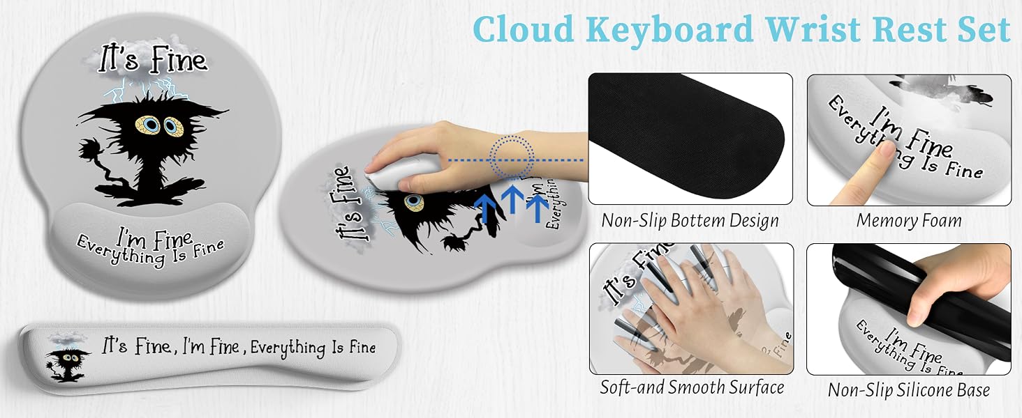 Keyboard Mat Ergonomic Mouse Pad With Wrist Rest Set