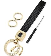 GABOX Extended Wristlet Keychain for Women - Rhinestone Ring Carabiner & Horseshoe Clasp for Car ...