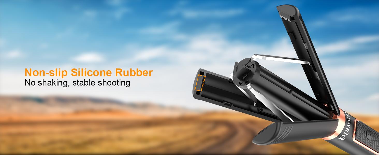 Selfie stick tripod with non-slip silicone rubber for more stable shooting