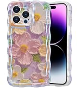 EYZUTAK Case for iPhone 16 Pro Max, Colorful Retro Oil Painting Printed Flower Laser Glossy Patte...
