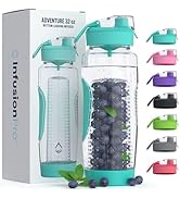 Infusion Pro 32 oz Fruit Infuser Water Bottle with Insulated Sleeve & 50 Recipe Fruit Infusion Wa...