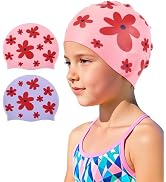 Vorshape Swim Cap Kids (2 Pack), Durable Waterproof Swimming Cap for Girls Boys Teens Toddler Age...
