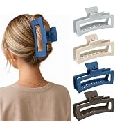 5 Inch XL Jumbo Claw Clips for Thick and Long Hair, 4-Pack Oversized Matte Rectangle Hair Clips f...