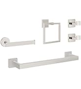 NearMoon 5 Pieces Bathroom Hardware Set 304 Stainless Steel - Square Towel Rack Set Include 16" T...