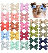Ayesha 40PCS Toddlers Girl Hair Bows Clips Linen Fabric Pigtail Bows Hair Bows Barrettes Girls Ha...