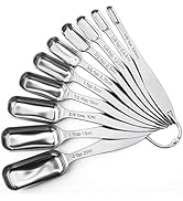 FANGSUN Stainless Steel Narrow Measuring Spoons, Heavy Duty Metal Measuring Spoons with Long Hand...