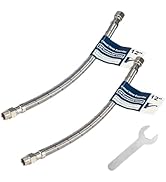 PLUMBINGMASTER 2 Pcs 12 Inch Faucet Supply Conector Extension, 3/8 OD Comp (Male) x 3/8 Comp (Fem...