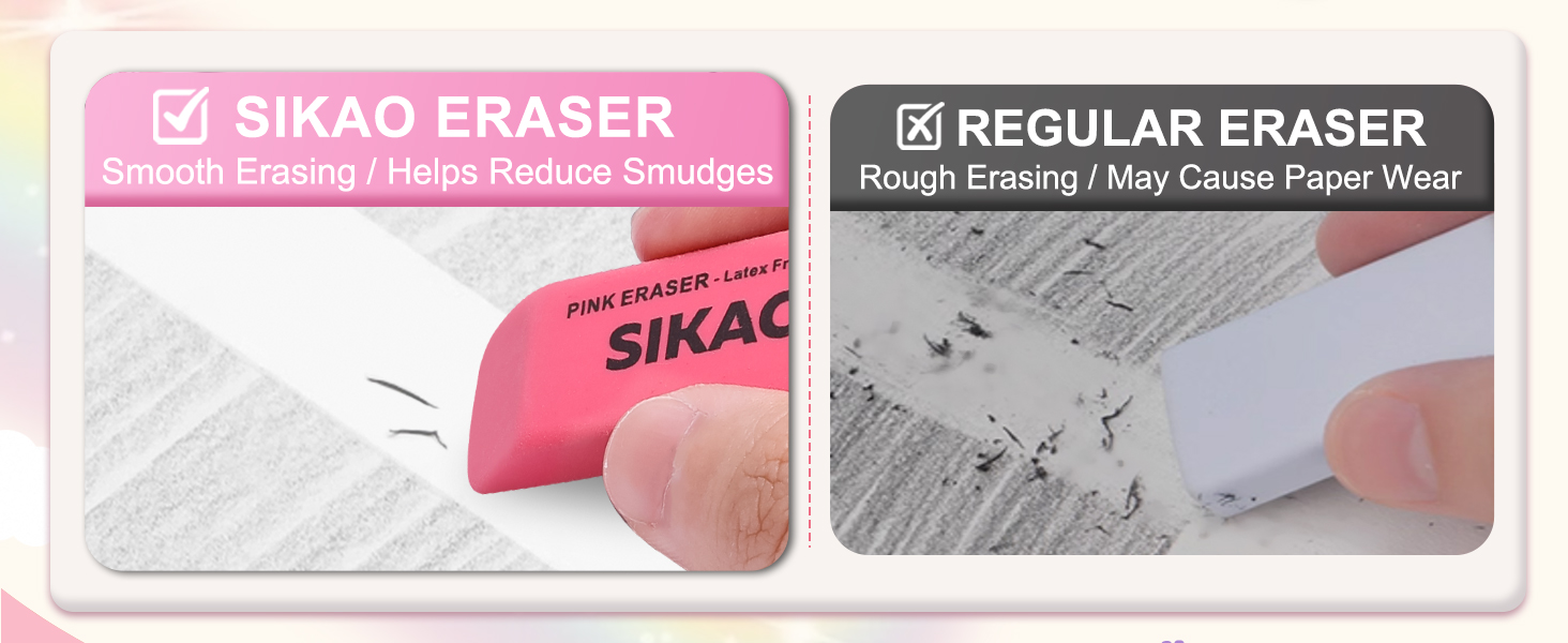 04 Sikao Pencil Erasers for Kids -403S WHITE PCA+