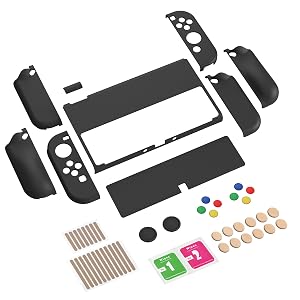 Dockable Hard Shell for Switch OLED w/Thumb Grip Caps & Button Caps