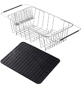 NiuYichee Stainless Steel Dish Drying Rack(14.2"L x 9.5"W x 4.1"H), Expandable Fruit & Vegetable ...