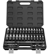 OTLOOMTBT 32PCS 1/2" Drive Impact Socket Set - Heavy Duty Industrial-Grade Deep Sockets, Metric/S...