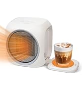 Fanqiebros Upgraded Space Heater& Coffee Mug Warmer, Smart Dual Heating for Indoor Use, Portable ...