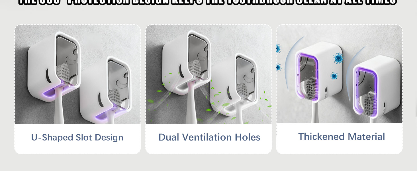 Toothbrush Holder Wall Mounted with Cover for Shower, Single Toothbrush Dispenser Storage Organizer