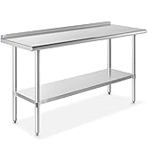 GRIDMANN Stainless Steel Kitchen Prep Table 60 x 24 Inches with Backsplash & Under Shelf, NSF Com...