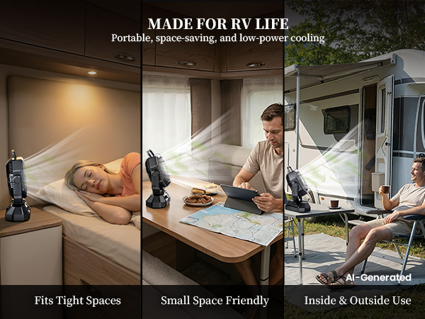 Tent fans made for RV life: portable, space-saving, and low-power cooling