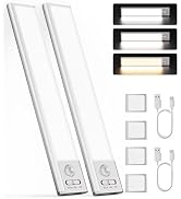 Joyzy 2 Pack 66 LED Motion Sensor Closet Lights, 9.2’’ Rechargeable Under Cabinet Lighting Magnet...