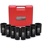 Mayouko 8PCS 1/2" Deep Axle Nut Impact Socket Set, CR-MO, 12 Point Design, Metric, 29,30,32,34,35...