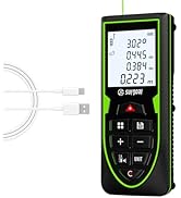 Green Laser Distance Meter 196ft – USB Rechargeable Digital Laser Measure with Angle Sensor, Back...