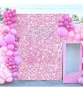 Shimmer Backdrop Pink Shimmer Wall Backdrop Panels 24 Packs Square Sequin Decor for Bridal Shower...
