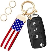 OHKYOOT Leather Car Keychain,Carabiner Clip Key Fob Keychain for Home Car Keys Women Men