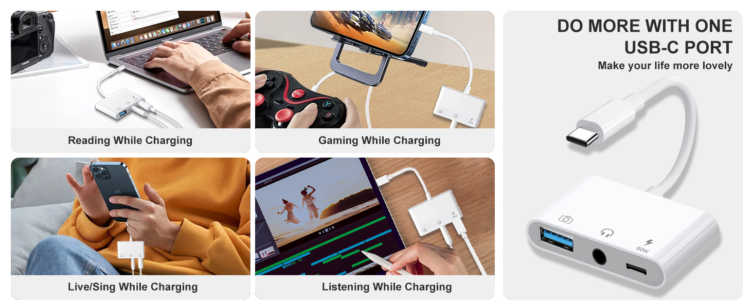 aux to USB C to 3.5mm audio adapter USB C to USB adapter USB OTG adapter USB C to headphone jack