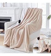 SEALY Electric Blanket with Foot Pocket for Adults, Flannel & Sherpa Heated Blanket Throw with 6 ...