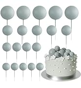 ASTARON 20 Pcs Ball Cake Topper Decorations Mini Balloons Cake Topper Sticks Gray Balls Cake Pick...