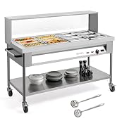 ROVSUN 96QT 1500W Electric Commercial Food Warmer, 12-Pan Steam Table 8QT/Pan Stainless Steel Bai...