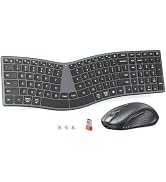 MEETION New Ergonomic Keyboard and Mouse, Director Q Split S-Curve Design, 2.4G Wireless & Dual B...