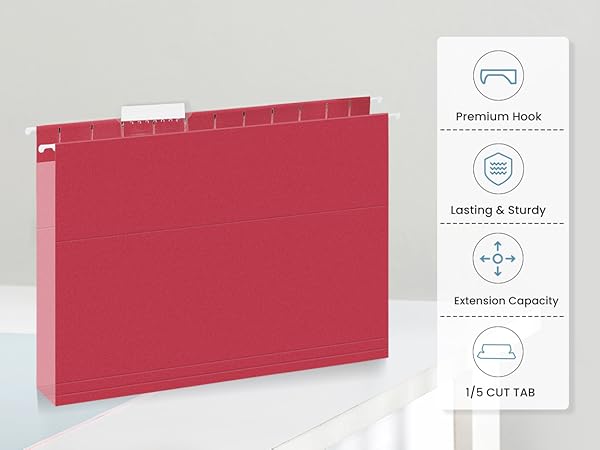 red hanging file folder