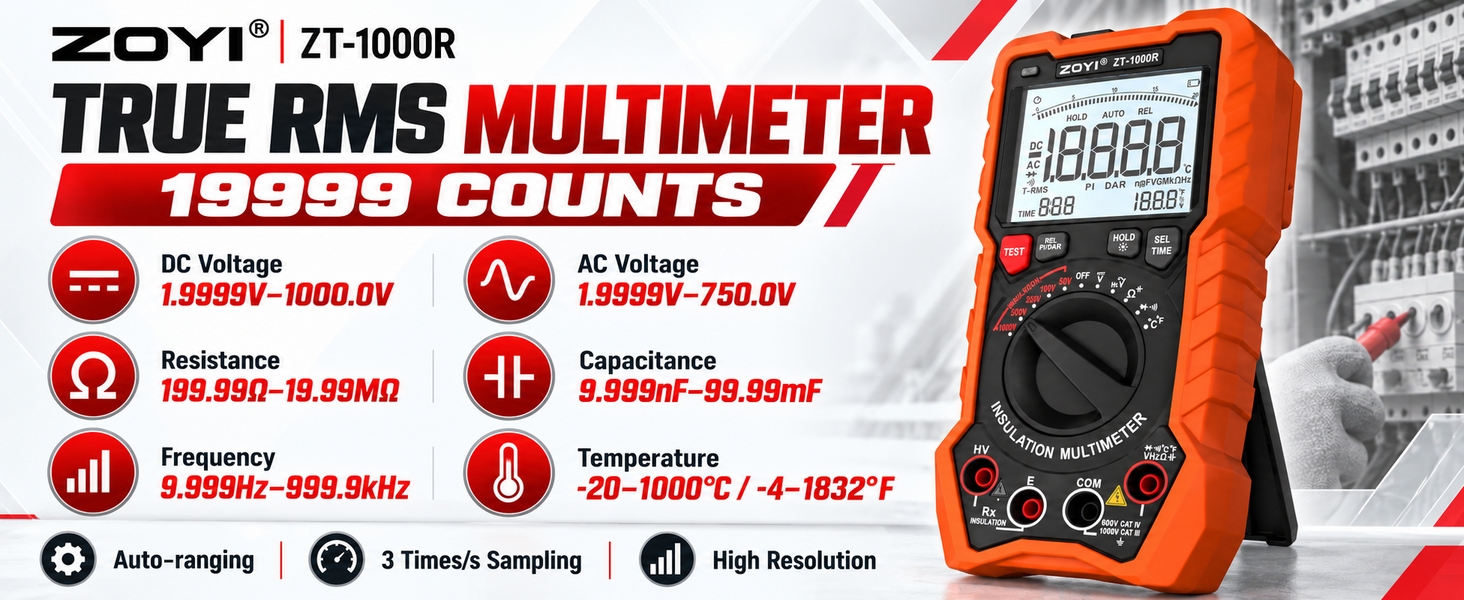 2 in 1 19999 Counts Multimeter Megohmmeter Insulation Resistance Tester