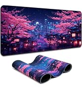 Simpkeely Fantasy Night City Gaming Mouse Pad, Blacklight Japanese Residential Buildings Landscap...