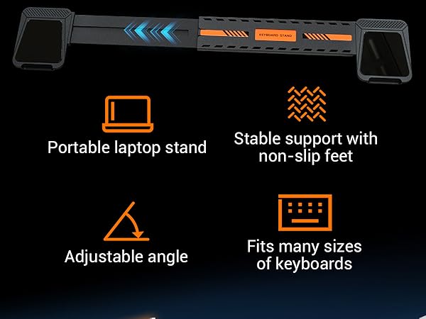 Computer keyboard stand,adjustable keyboard riser for flat-back keyboards only and retractable