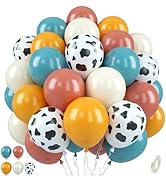 Cow Print Balloons, 50 Pcs Cow Party Balloons, 12 Inch Retro Yellow Pink Sea Blue Balloons Ivory ...