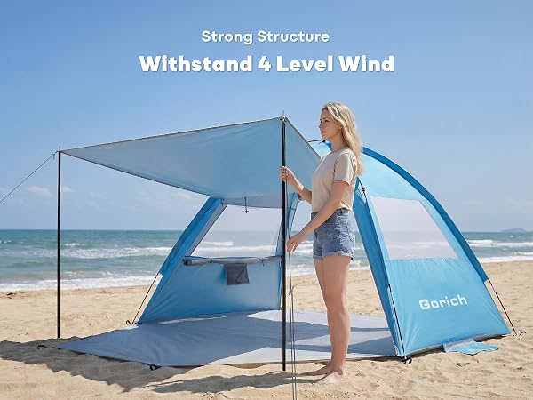 beach shade tent windproof with large sandbag