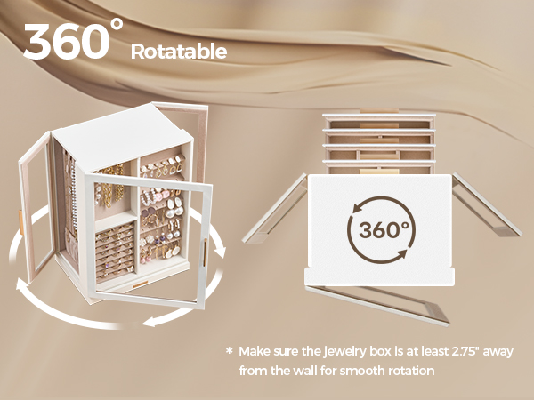 360° Rotation jewelry box white UJW01WT02