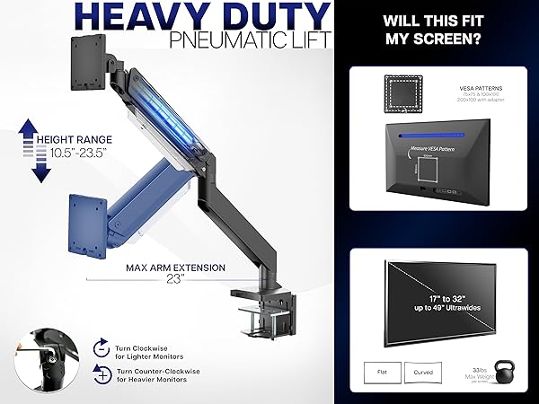 Single Pneumatic Arm Mount