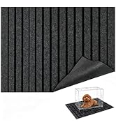 Mluyeri Dog Crate Mat 47"x32" Extra Thick Waterproof Non-Slip Kennel Pad, Absorbent Striped Desig...