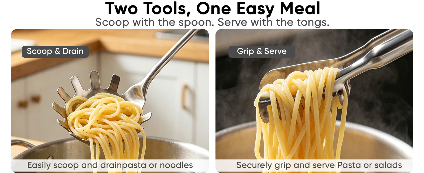 Pasta tongs&spoon A+B2
