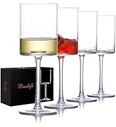 BACLIFE White Wine Glasses Set of 4 - Square wine glasses 15oz in Gift Packaging - Large Red Wine...